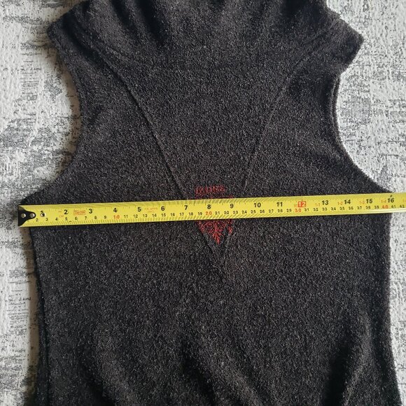 Grey Fuzzy Sleeveless High Neck Asymmetrical IZM Dress w Side Slit - Picture 5 of 12